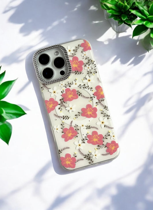 Elegant Floral Bliss Phone Case- Red & White Flowers
