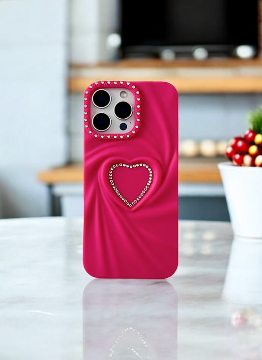 Pink Swirl Heart Bling Phone Case