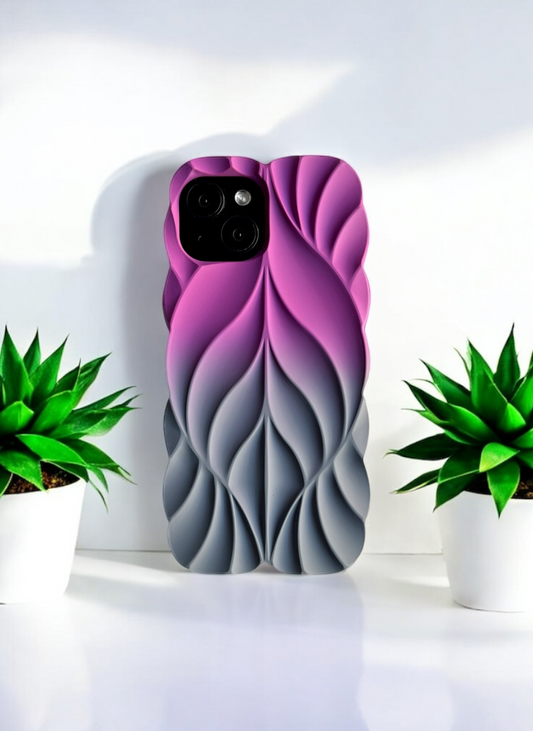 3D Leave Design Violet-Grey Dual Tone Silicon Phone Case