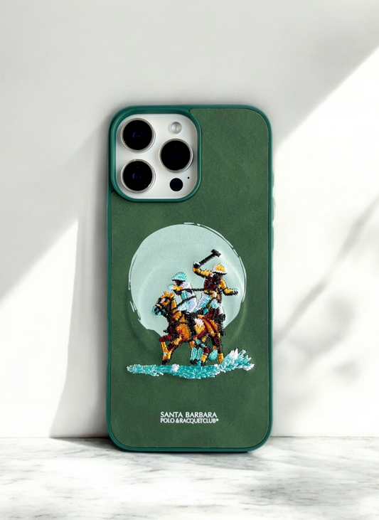 Santa Barbara Green Phone Case with Embroidered Polo Players