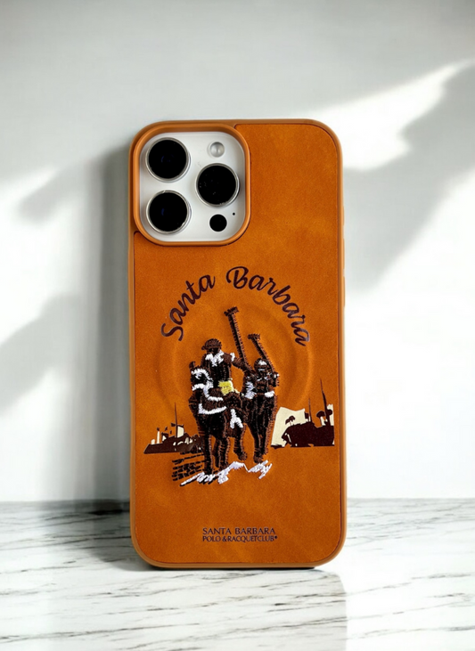 Santa Barbara Legacy Tan Embroidered Polo Player Case