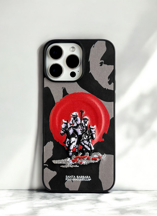 Santa Barbara Black Grey Camo Embroidered MagSafe Compatible Case