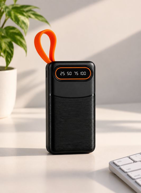Buzz Street Capsule — 10,000 mAh Powerbank | 20W Fast Charging | Built-in Lightning + Type-C Cables