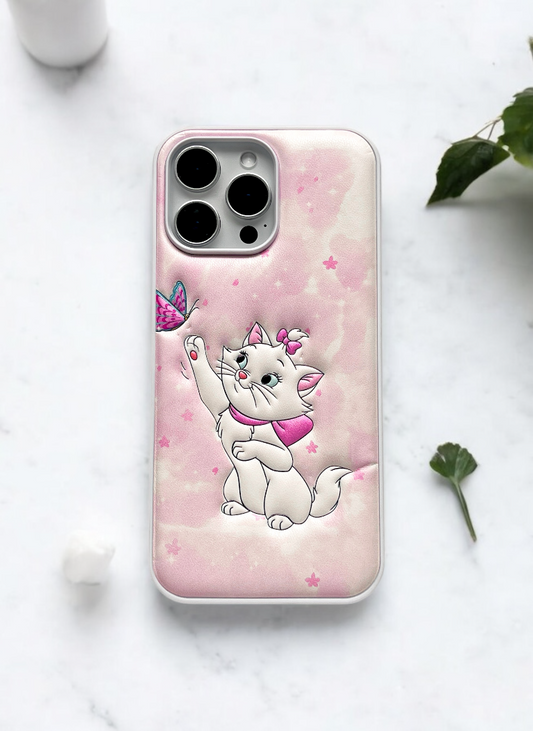 Pink Cat Soft Leather Texture Phone Case