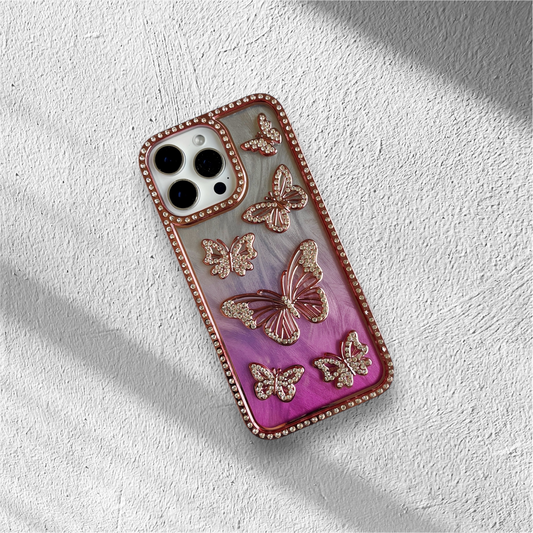 Butterfly Design Pink Color Case for iPhone