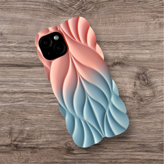 3D Leave Design Pink Blue Dual Tone Silicon Case