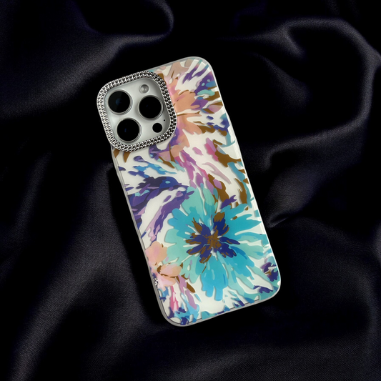 Elegant Floral Bliss Case- Blue&Purple Tie-Dye Design