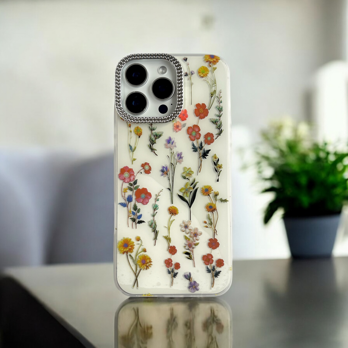 Elegant Floral iPhone Case with Colorful Wildflowers Pattern