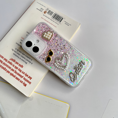 Pink & White Glitter Queen Luxe Bling Case