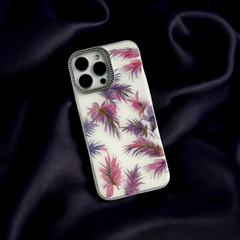 Elegant Floral iPhone Case with Pink and Purple Leaf Design