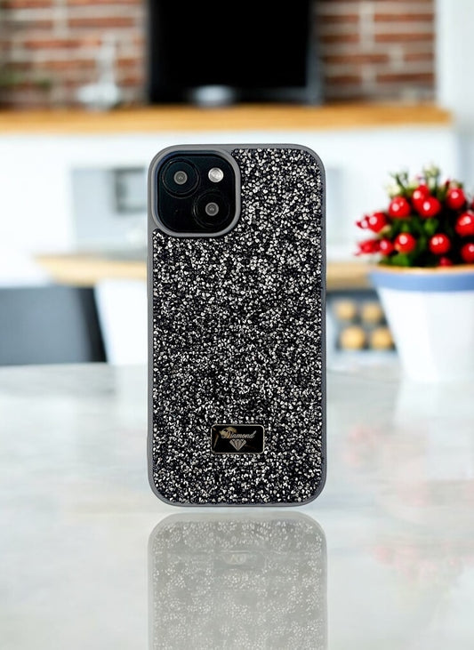 Grey Crystal Glitter Bae Case for iPhone 15