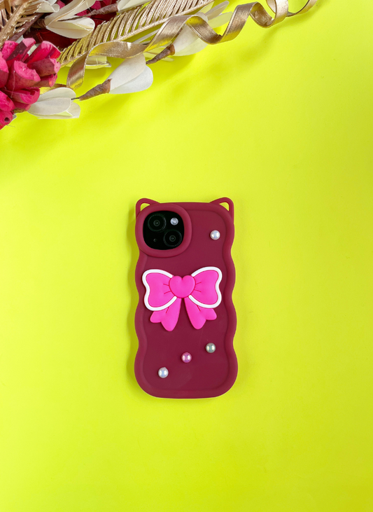 Maroon BowTied Babe Sling Case for iPhone 13
