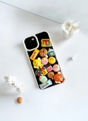 White ChocoMania M&M Candy Case for iPhone 15