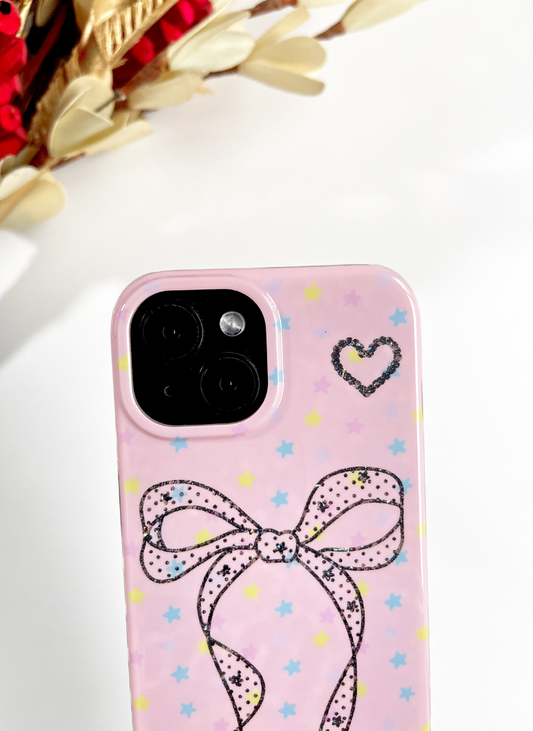Sweetheart Love Ribbon Case with Charm for iPhone 15