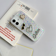 Gold & White Glitter Queen Luxe Bling Case