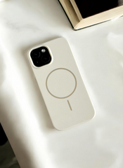 Cream Solid Silicone Case for iPhone 15