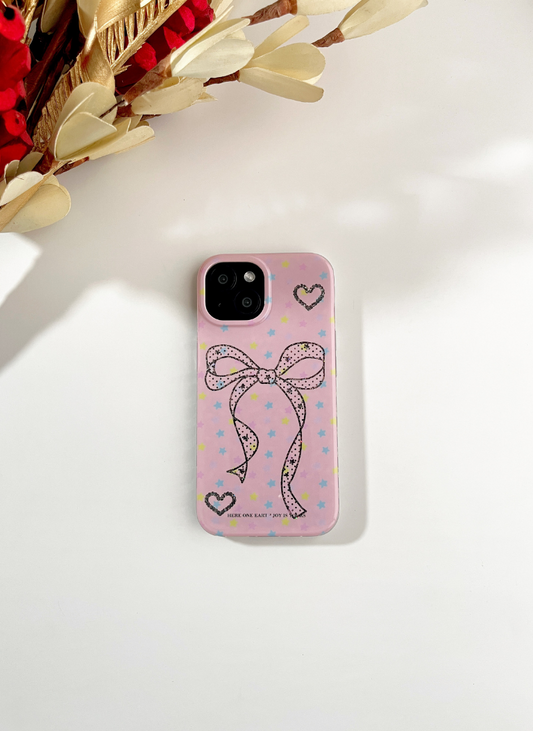 Sweetheart Love Ribbon Case with Charm for iPhone 15