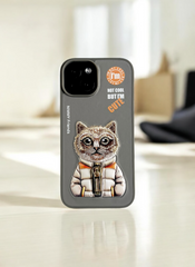 Nimmy Grey Cat Embroidery Case for iPhone 11
