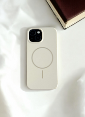 Cream Solid Silicone Case for iPhone 15