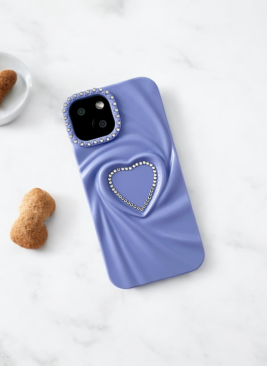 Lavender Swirl Heart Bling Case for iPhone 15
