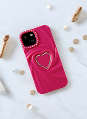 Pink Swirl Heart Bling Case for iPhone 15