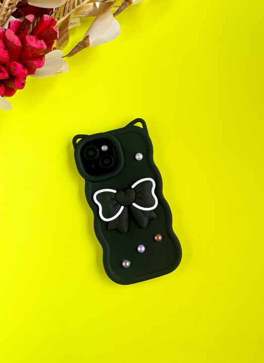 Black BowTied Babe Sling Case for iPhone 15
