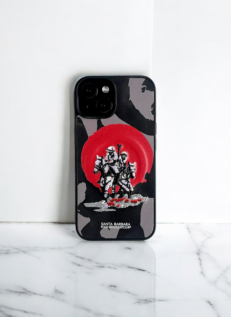 Santa Barbara Black Grey Camo Case for iPhone 15
