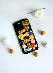 Black ChocoMania M&M Candy Case for iPhone 15