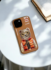 Nimmy Brown Bear Embroidery Case for iPhone 15