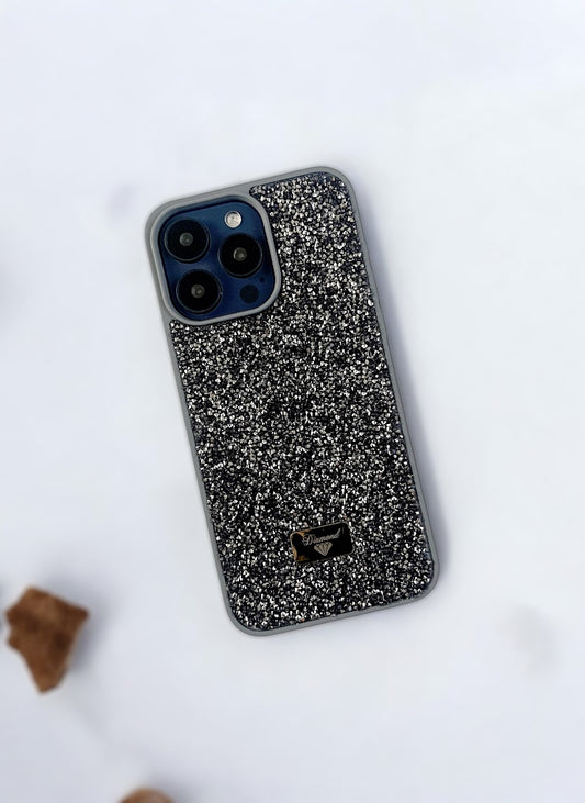 Grey Crystal Glitter Bae Case for iPhone 15 Pro Max