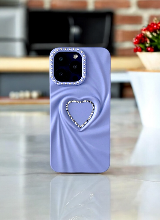 Lavender Swirl Heart Bling Case for iPhone 15 Pro Max
