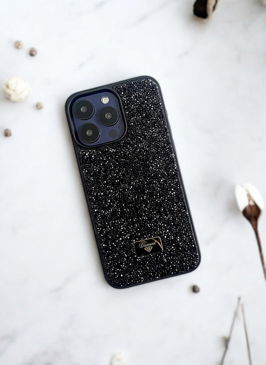 Black Crystal Glitter Bae Case for iPhone 15 Pro Max