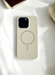 Cream Solid Silicone Case for iPhone 16 Pro