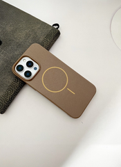 Brown Solid Silicone Case for iPhone 16 Plus