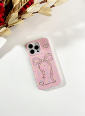 Sweetheart Love Ribbon Case with Charm for iPhone 15 Pro Max