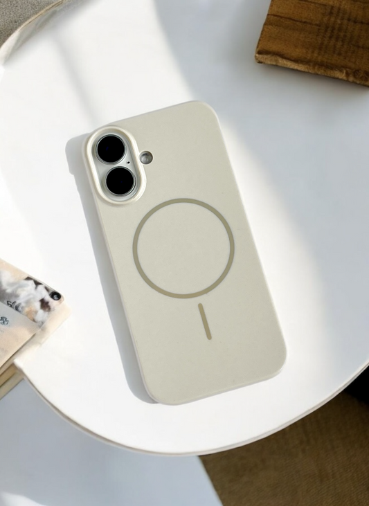 Cream Solid Silicone Case for iPhone 16 Plus