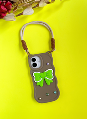 Mocha Brown BowTied Babe Sling Case for iPhone 16 Plus