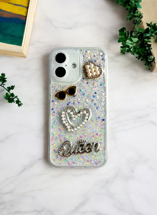 Gold Glitter Queen Case for iPhone 16 Plus