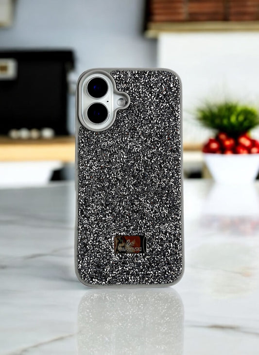 Grey Crystal Glitter Bae Case for iPhone 16 Plus