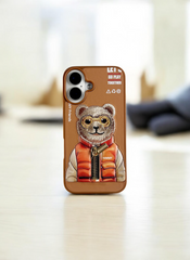 Nimmy Brown Bear Embroidery Case for iPhone 16