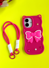 Pink BowTied Babe Sling Case for iPhone 16 Plus