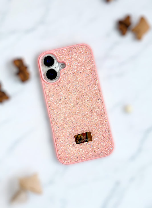 Pink Crystal Glitter Bae Case for iPhone 16 Plus