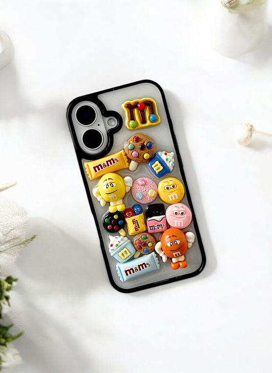 Black ChocoMania M&M Candy Case for iPhone 16 Plus