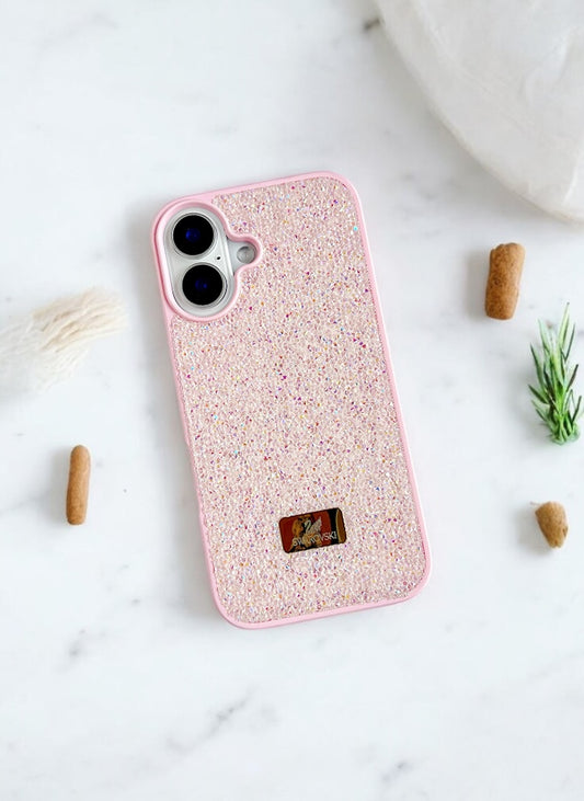Soft Pink Crystal Glitter Bae Case for iPhone 16 Plus