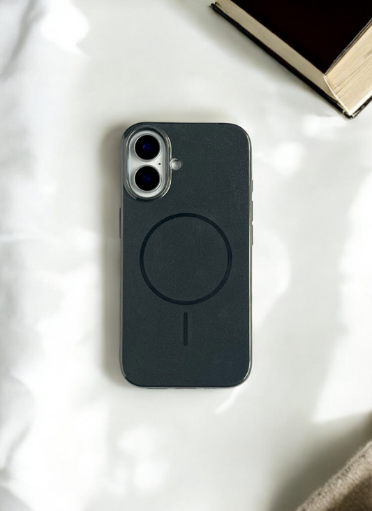 Black Solid Silicone Case for iPhone 16 Plus
