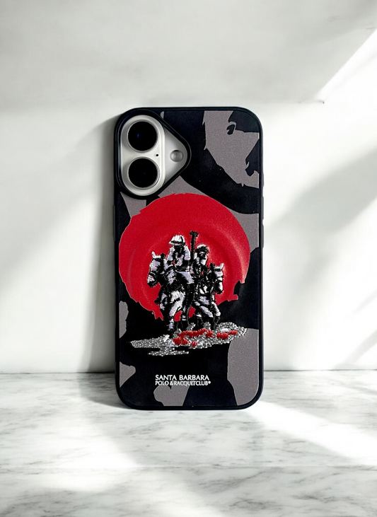 Santa Barbara Black Grey Camo Case for iPhone 16 Plus