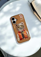 Nimmy Brown Bear Embroidery Case for iPhone 16