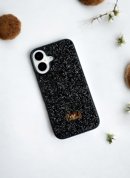 Black Crystal Glitter Bae Case for iPhone 16 Plus