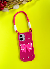 Pink BowTied Babe Sling Case for iPhone 16 Plus