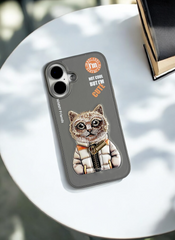 Nimmy Grey Cat Embroidery Case for iPhone 16